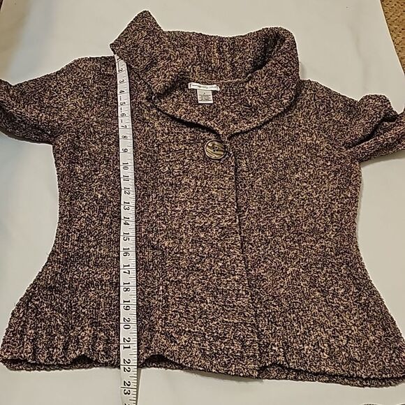 Cambridge Dry Goods L Women Sweater Brown Mottled Brown Cream Polyester Nylon sm - Picture 4 of 7
